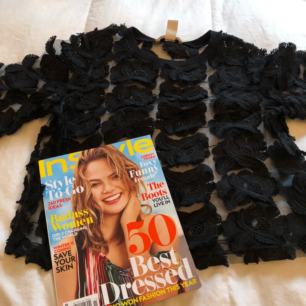 Beautiful black sheer flower top